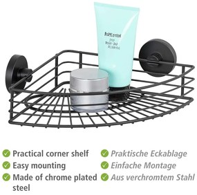 Черен ъглов рафт за баня Vacuum-Loc® Bari - Wenko