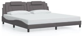 3208120 vidaXL Рамка за легло Viana без матрак, сива, 200x200 см, изкуствена кожа