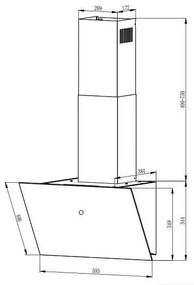 Абсорбатор за вграждане Crown CV13K60BL, Клас А++, 594 m3/h, 3 степени, Управление с жестове, LED осветление, Черен