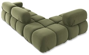 Светлозелен кадифен модулен ъглов диван (ляв ъгъл) Lokua – Makamii