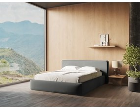 Сиво двойно тапицирано легло с място за съхранение и включена подматрачна рамка 180x200 cm Kiana – Makamii