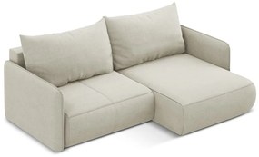 Кремав разтегателен ъглов диван с място за съхранение (десен ъгъл) Nanea – Makamii