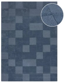 Тъмносин ръчно изработен вълнен килим 120x170 cm Checkerboard – Flair Rugs