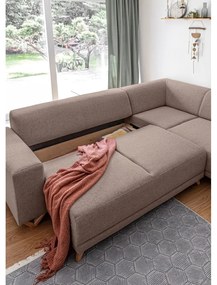 Кафяв разтегателен/с място за съхранение ъглов диван (десен ъгъл/L форма) Classy Sophie – Miuform