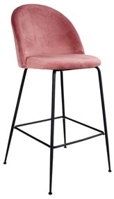 Комплект от 2 бар стола с покритие от розово кадифе и черни крака Lausanne - House Nordic