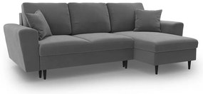 Светлосив кадифен разтегателен ъглов диван с място за съхранение Kyoto – Cosmopolitan Design