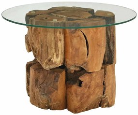 243474 vidaXL Маса за кафе, тиково дърво плавей масив, 60 см