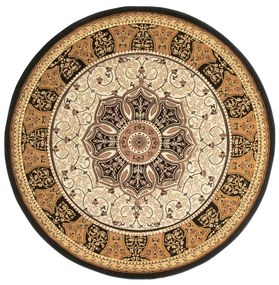 Черен/бежов кръгъл килим ø 150 cm Heritage – Think Rugs