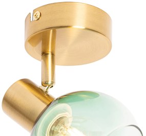 Прожектор в стил Арт Деко златен със зелено стъкло - Vidro