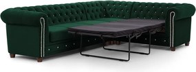 Зелен кадифен разтегателен ъглов диван (десен ъгъл L форма) York Blik – Ropez