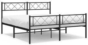 372294 vidaXL Метална рамка за легло с горна и долна табла, черна, 135x190 см