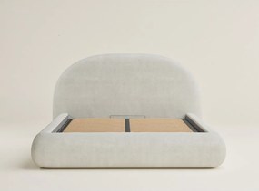 Кремаво двойно легло 160x200 cm тапицирано с място за съхранение с включена подматрачна рамка Maumere – Maison de Rêve