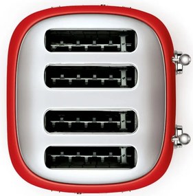 Тостер за хляб SMEG 50's Style TSF03RDEU, 2000W, 4 филии, 6 нива, Тавичка за трохи, Вграден кабел, Неръждаема стомана, Червен