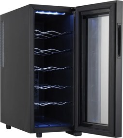 Охладител за вино Adler AD 8083, 33 L, Дигитален, За 12 бутилки, 15-18 C, Черен