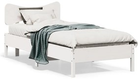 3328239 vidaXL Рамка за легло без матрак, бял, 100x200 см, бор масив
