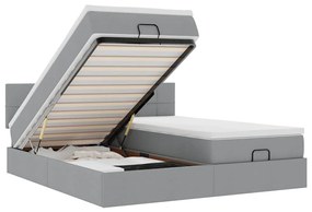 3312001 vidaXL Османска легло с матраци, светлосиво, 200x200 см, плат