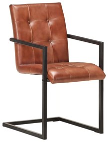 321847 vidaXL Конзолни трапезни столове, 2 бр, кафяви, естествена кожа