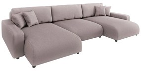 Светлорозов ъглов диван с място за съхранение от рипсено кадифе Sara – Ropez