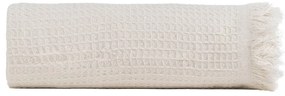 Кремаво покривало за легло от рециклиран памук 260x280 cm Honeycomb – Ixia