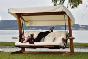 Градински троен люлеещ се стол Luna Deluxe 2600, цвят Бежов