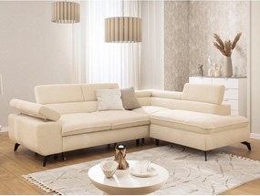 Кремав шенилов ъглов диван (десен ъгъл L форма) Marbeya – Ropez