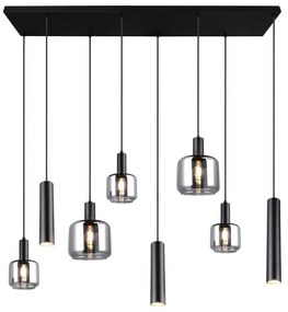 Черно висящо осветително тяло с метален абажур/със стъклен абажур Mataro – Trio