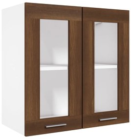 815122 vidaXL Окачен стъклен шкаф, Lyon кафяв дъб 60x31x60 см инженерно дърво