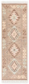 Светлосиня и бежова двустранна ръчно изработена вълнена пътека 60x190 cm Kamal Dune – Nouristan