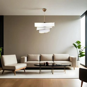Бяло и златисто висящо осветително тяло с текстилен абажур ø 40 cm Couper – Opviq lights