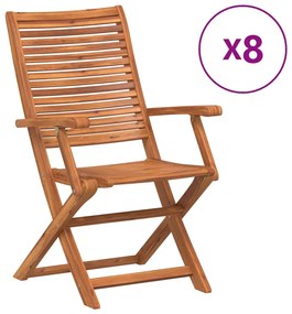 3214476 vidaXL Сгъваеми градински столове 8 бр 57x66x95 см акация масив