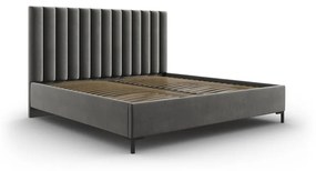 Сиво тапицирано двойно легло с място за съхранение с включена подматрачна рамка 140x200 cm Casey – Mazzini Beds