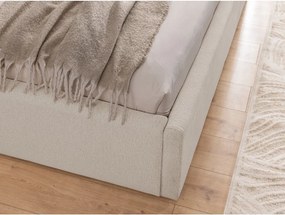 Бежово тапицирано двойно легло с място за съхранение и включена подматрачна рамка 200x200 cm Cille – Ropez