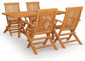3059595 vidaXL Градински трапезен комплект, 5 части, тиково дърво масив