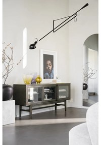 Кафява витрина от декор от дъб с плъзгащи се врати 170x75 cm Hazelton – Rowico