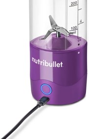 Преносим USB блендер Nutribullet NBP003PU, 2000 mAh, 475 ml, 4 ножа, Трошене на лед, До 15 цикъла, Лилав