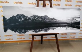 Картина на платно – Великолепен залез над планините в черно-бяло