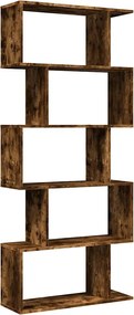 858097 vidaXL Разделител за стая / библиотека 5 нива опушен дъб 70x24x161 см
