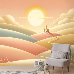 Тапет – Пастелна природа с църква