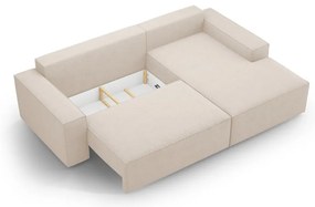 Бежов разтегателен ъглов диван от букле (десен ъгъл) Jodie – Micadoni Home