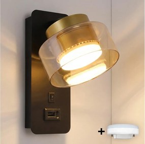 Brilagi - LED Настенна лампа с USB порт AURA LUX 1xGX53/30W/230V черна/златна