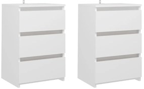 806212 vidaXL Нощни шкафчета, 2 бр, бели, 40x35x62,5 см, инженерно дърво