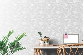 Самозалепващ тапет – Прекрасни птички на сив фон