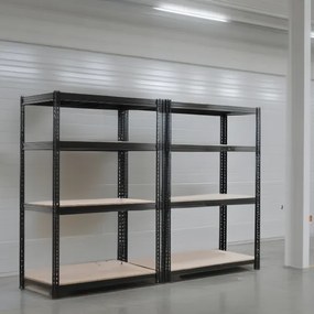 Стелаж за съхранение в черно с 4 рафта 180 x 120 x 60 cm