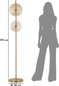 Подова лампа в златист цвят със стъклен абажур (височина 170 cm) Venice – Mauro Ferretti