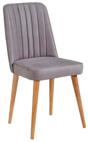 Сив кадифен стол за хранене Stormi Sandalye - Kalune Design