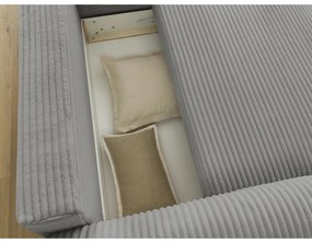 Тъмносив разтегателен ъглов диван от рипсено кадифе (десен ъгъл) Lucien – Bobochic Paris