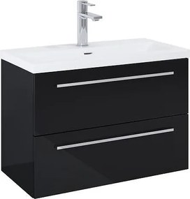 Шкаф Kwadro Glossy black, 815 х 395 mm, база с две чекмеджета и умивалник