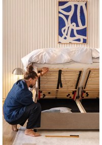 Двойно тапицирано кафяво-сиво легло с място за съхранение и включена подматрачна рамка 180x200 cm Myra Pillow – Bonami Selection