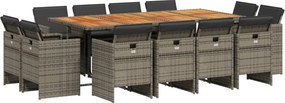 3210686 vidaXL Градински комплект от 13 части с възглавници сив полиратан