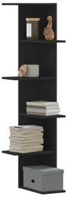 852628 vidaXL Стенен ъглов рафт, черен, 36,5x36,5x140 см, инженерно дърво